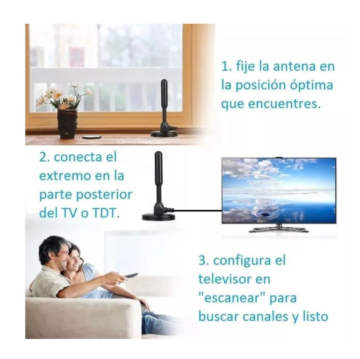Antena De TV Digital TDT base magnética